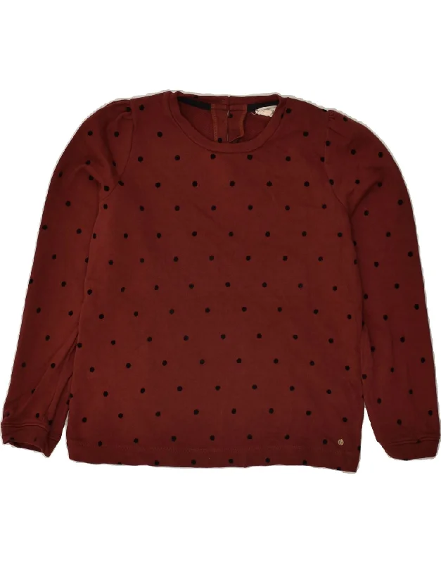 FAT FACE Womens Sweatshirt Jumper UK 10 Small Maroon Polka Dot Cotton