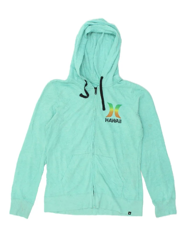 HURLEY Womens Zip Hoodie Sweater UK 14 Medium Turquoise