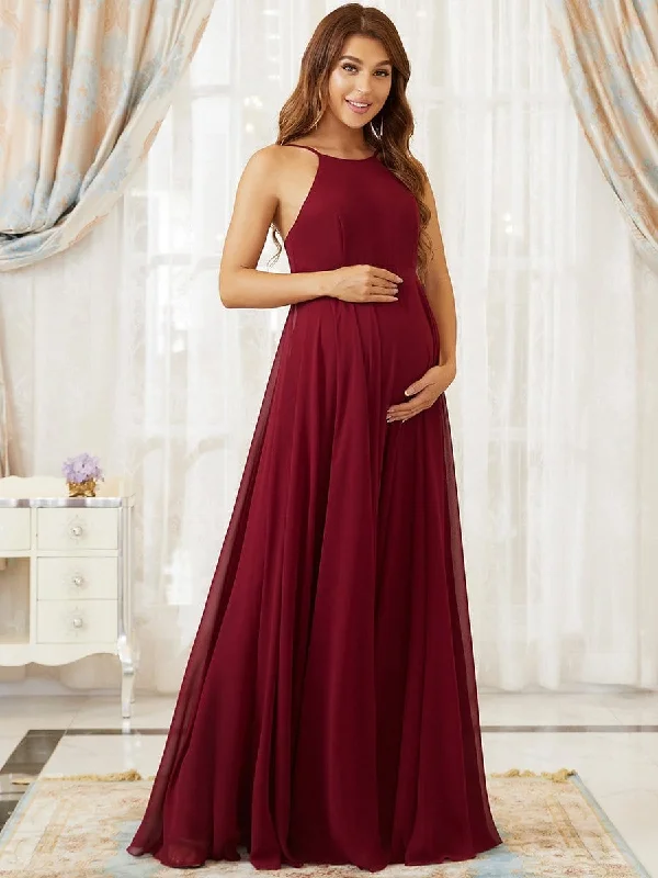 Elegant Halter Top Tulle A-Line Maternity Dress