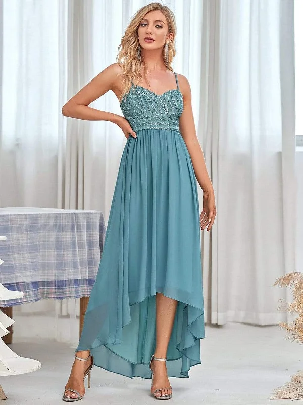 Asymmetrical Hemline Ethereal Evening Dress