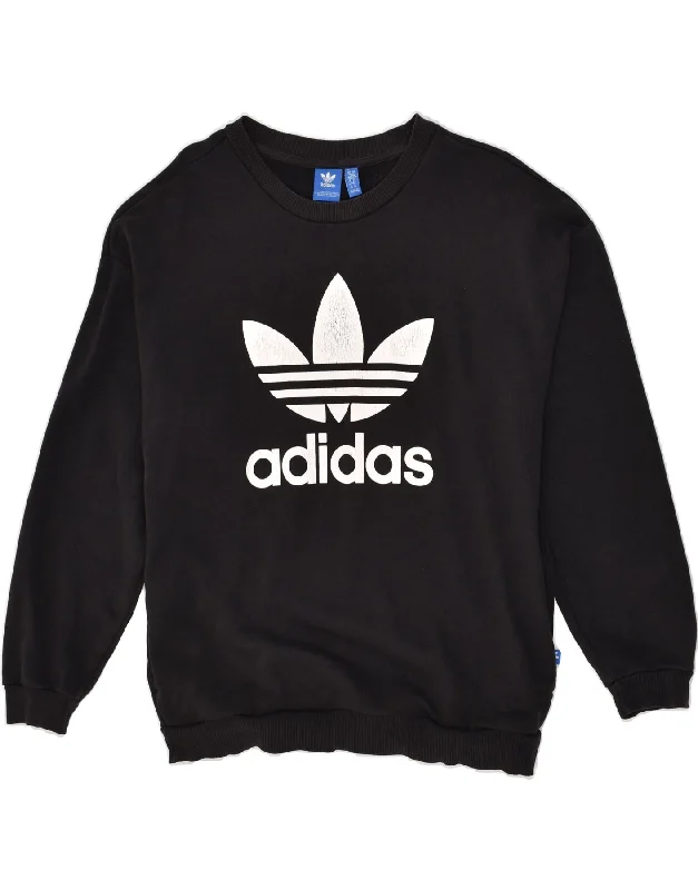 ADIDAS Womens Graphic Sweatshirt Jumper UK 14 Large  Black Cotton