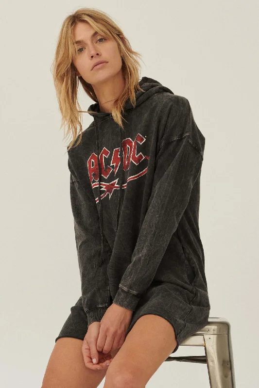 AC/DC Devil Tail Graphic Hoodie Mini Dress