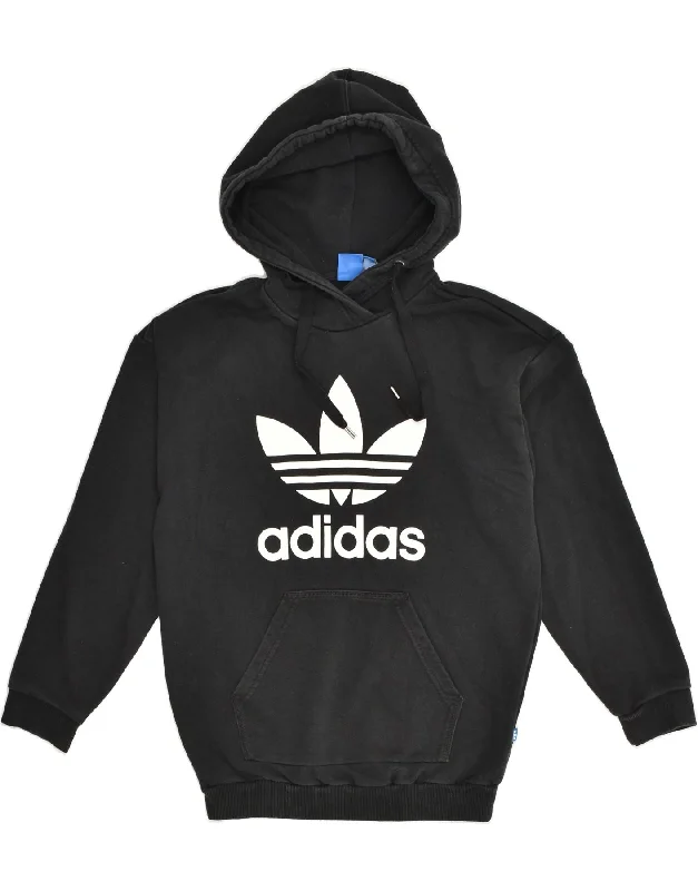 ADIDAS Womens Graphic Hoodie Jumper UK 8 Small  Black Cotton