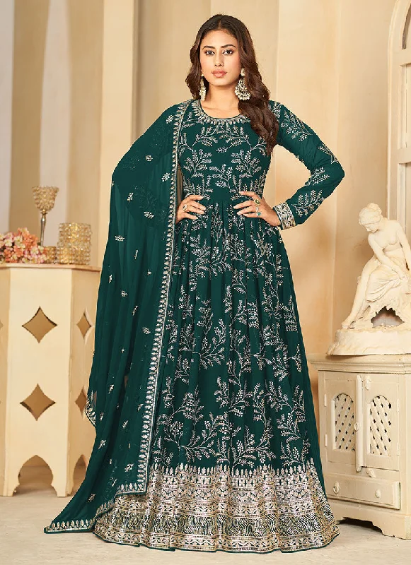 Green Sequence Embroidered Designer Anarkali Suit