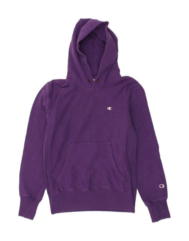 CHAMPION Womens Hoodie Jumper UK 16 Large Purple Cotton