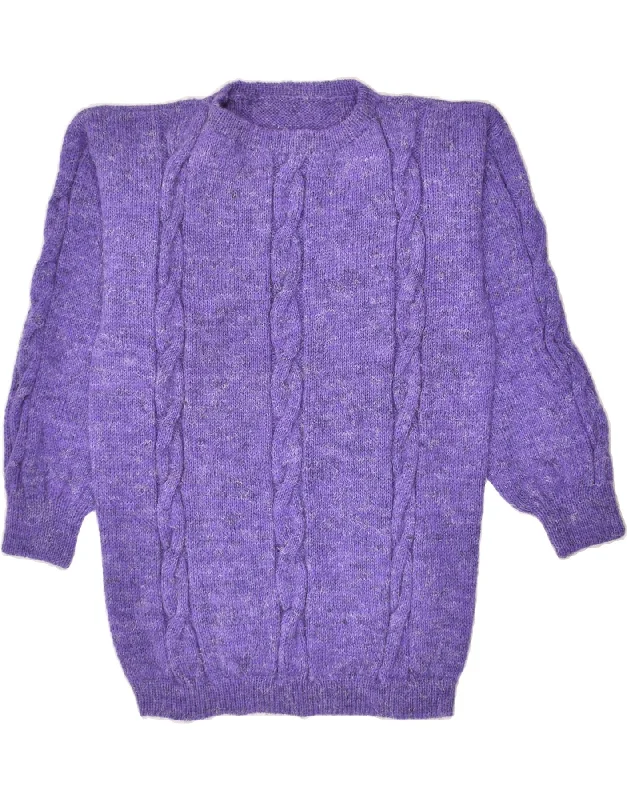 VINTAGE Womens Longline Crew Neck Jumper Sweater UK 14 Medium Purple