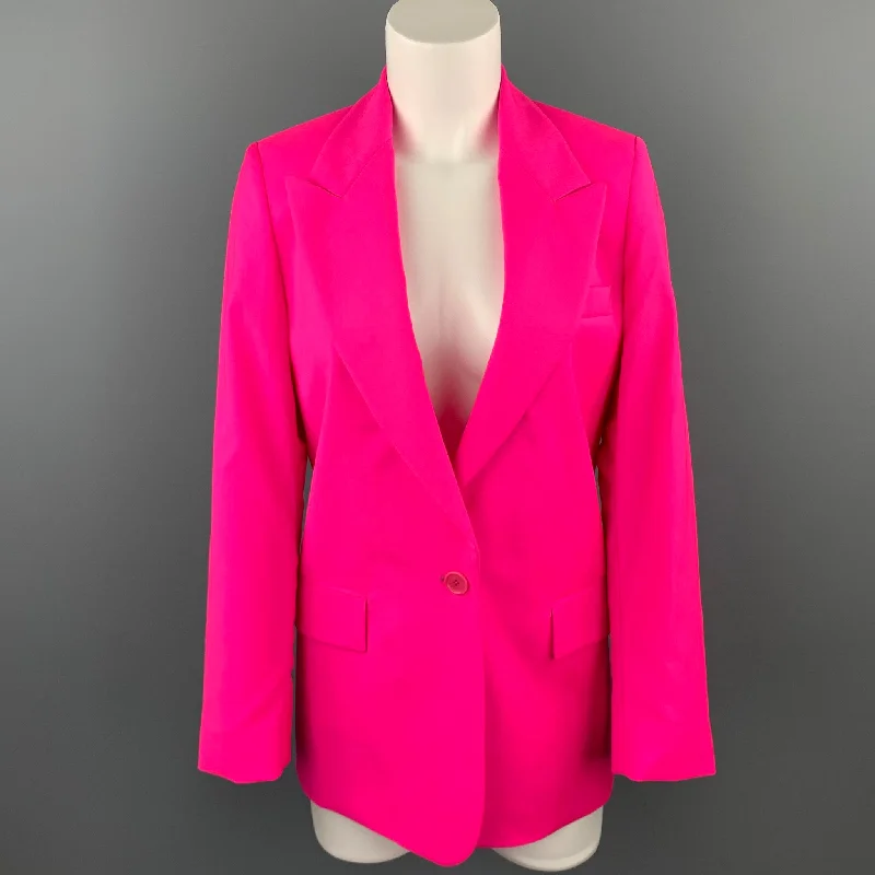 MSGM Size 4 Hot Pink Wool Peak Lapel Buttoned Blazer Jacket