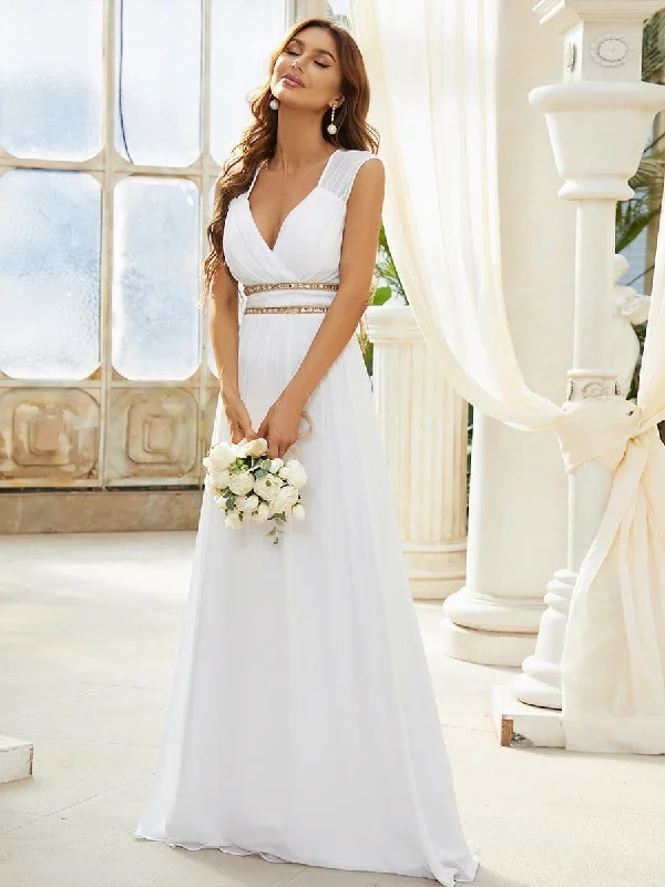 Sleeveless Grecian Style Casual Wedding Dress