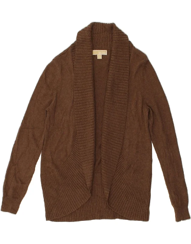 MICHAEL KORS Womens Cardigan Sweater UK 10 Small Brown Viscose