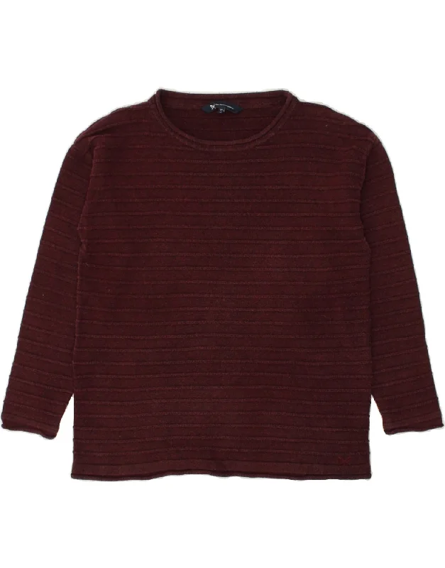 CREW CLOTHING Womens Crew Neck Jumper Sweater US 12 Large Burgundy Striped