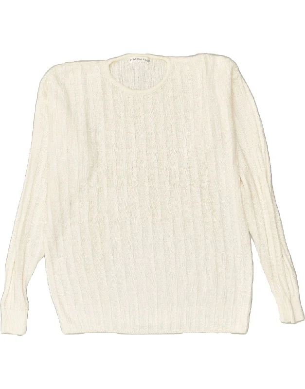 MALINA WONG Womens Oversized Crew Neck Jumper Sweater EU 42 Large White