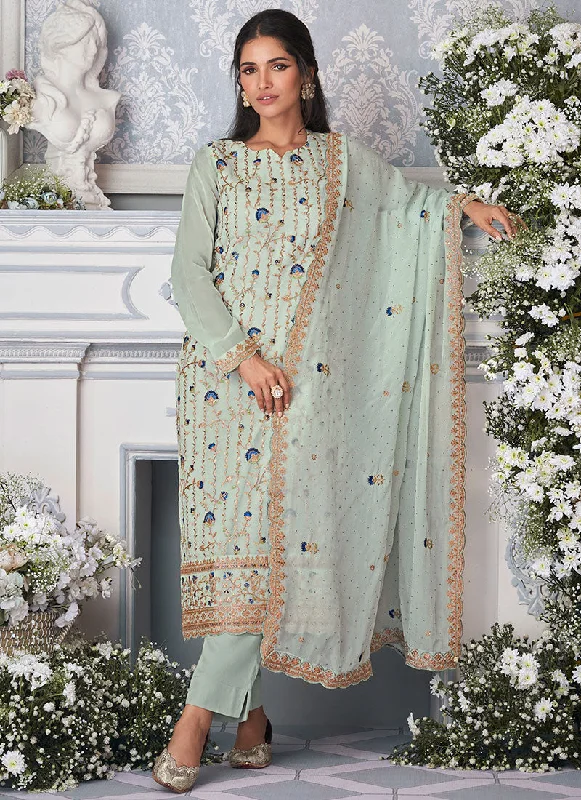 Blue Embroidery Salwar Kameez Suit