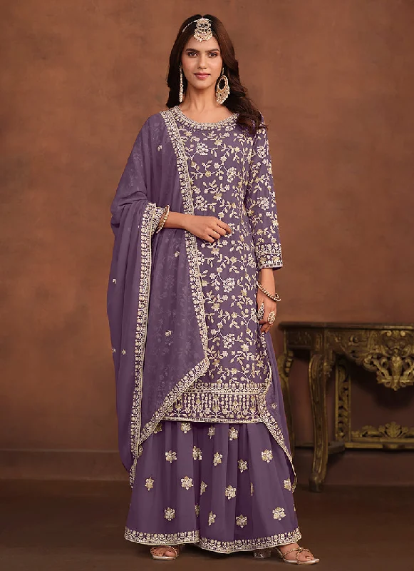 Purple Traditional Georgette Gharara Suit