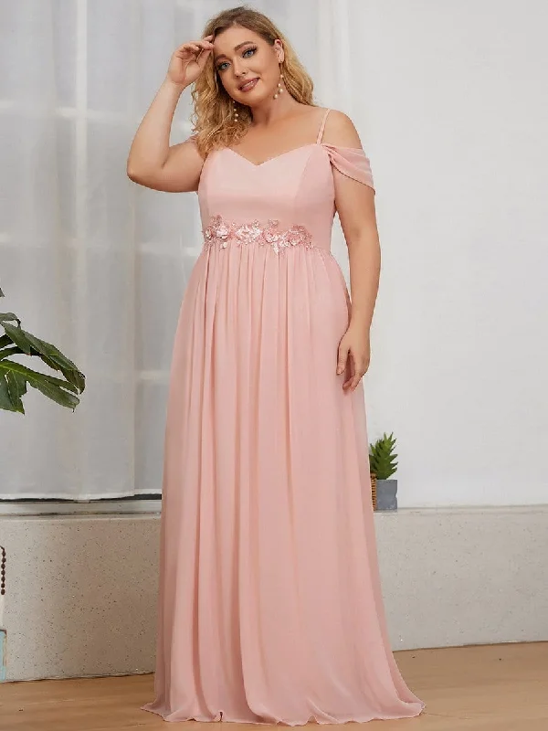 Plus Size Sequin A-Line Cold Shoulder Bridesmaid Dress