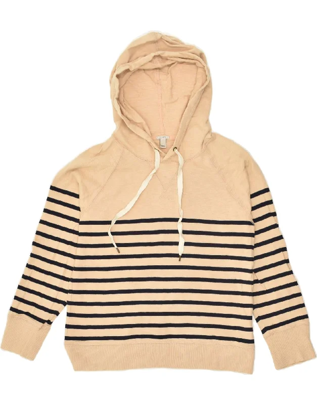 J. CREW Womens Hoodie Jumper UK 10 Small Beige Striped Cotton